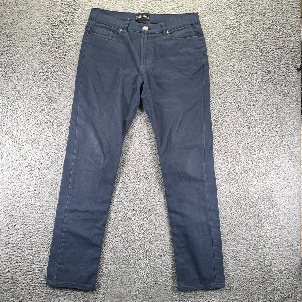 Denim & Co Pant Mens 34x32 Blue Cotton Chino Straight Business Preppy Career